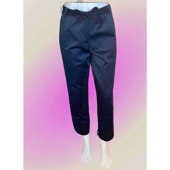 Dries Van Noten Women Cotton Navy Blue Black Tie Cuff Pants Size FR 40 US 8 NEW - Picture 7 of 14